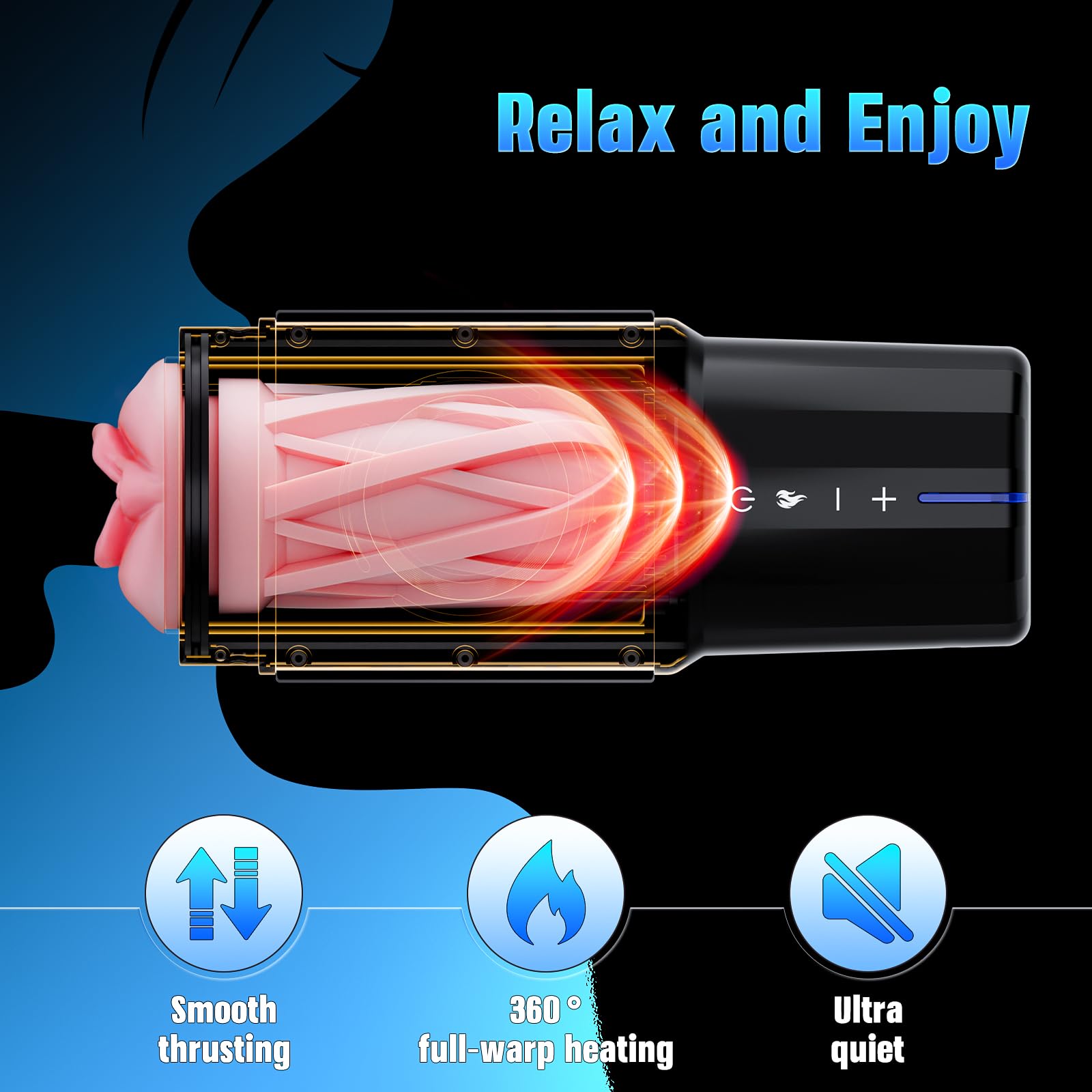 EINSEO Male Masturbator Sex Toys for Men - Thrusting Male Stroker with 360° Heating, 5-Speed Smooth Motion Blowjob Adult Men's Sex Toy, Silent Brushless Motor, Pocket Pussy Sleeve Erotic Massage Kits