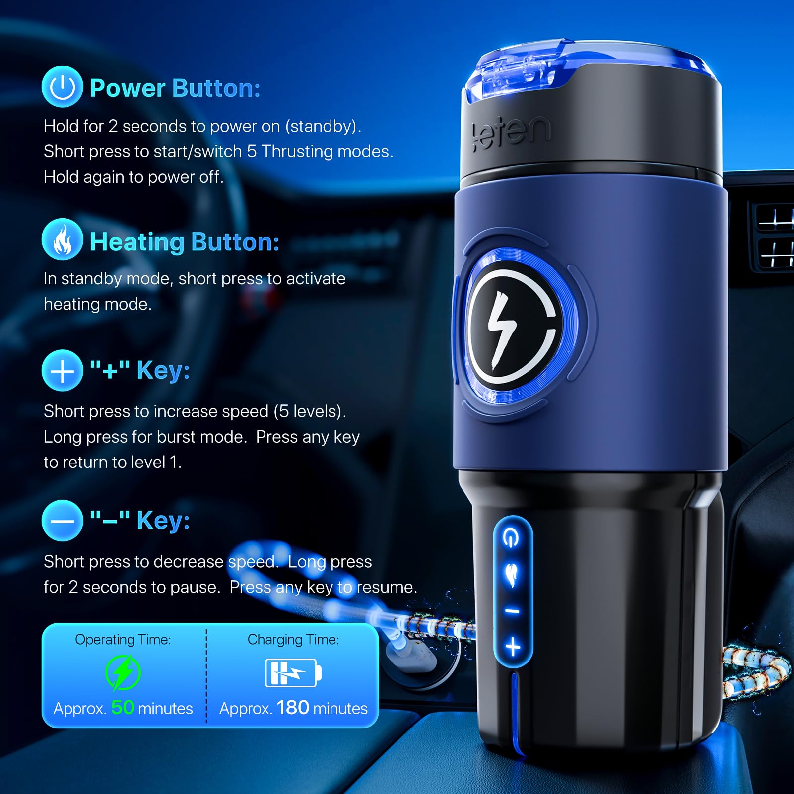 EINSEO Male Masturbator Sex Toys for Men - Thrusting Male Stroker with 360° Heating, 5-Speed Smooth Motion Blowjob Adult Men's Sex Toy, Silent Brushless Motor, Pocket Pussy Sleeve Erotic Massage Kits